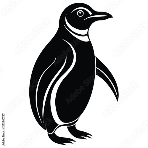 penguin black silhouette art illustration white background