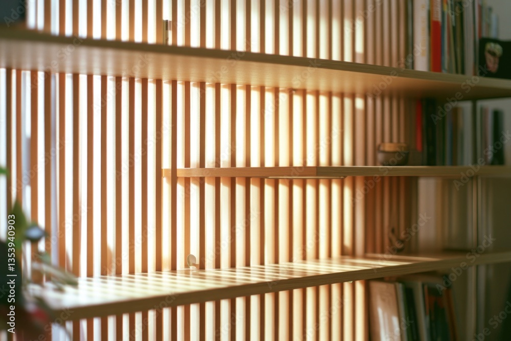 A bookshelf with various books and a small plant in front of a window, perfect for home or office decor A bookshelf with various books and a small plant in front of a window, perfect for home or office decor