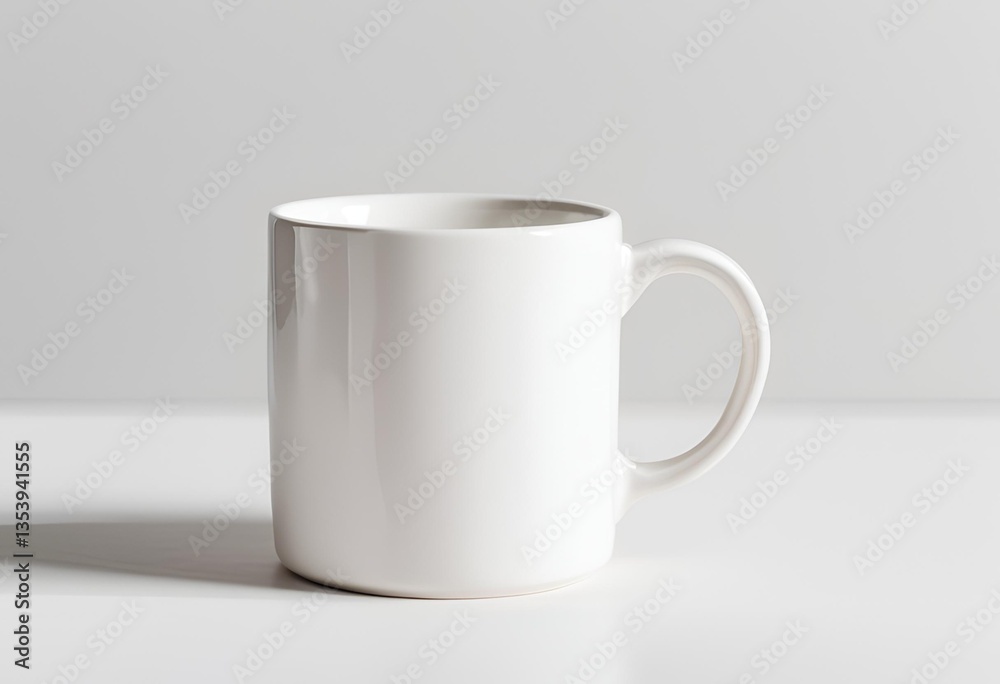 Fototapeta premium Blank white mug mockup on white background.