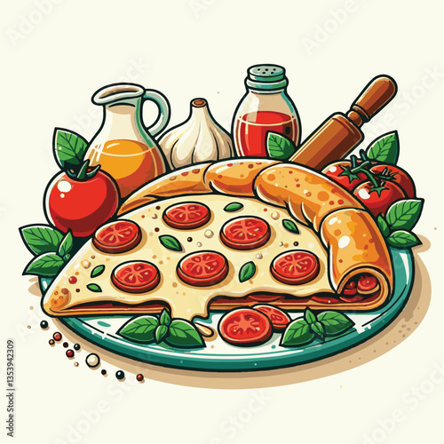 food, meal, calzone, dinner, cheese, lunch, baked, italian, fresh, pizza, stuffed, mozzarella, cuisine, crust, traditional, sauce, mediterranean, dough, tomato, snack, bread, delicious, pastry, cookin