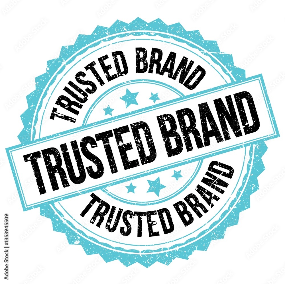 Obraz premium TRUSTED BRAND text on blue-black round stamp sign