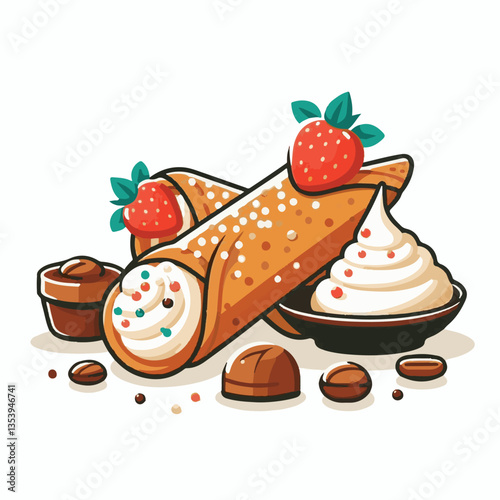 dessert, pastry, sweet, cannoli, food, chocolate, cream, italian, delicious, gourmet, bakery, traditional, italy, cannolo, background, sicily, white, creamy, filling, breakfast, cheese, baked, crust, 