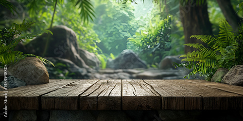 Wooden Platform in a Lush Green Jungle