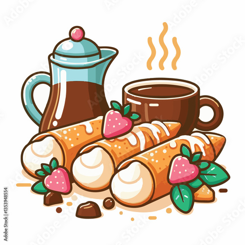 dessert, pastry, sweet, cannoli, food, chocolate, cream, italian, delicious, gourmet, bakery, traditional, italy, cannolo, background, sicily, white, creamy, filling, breakfast, cheese, baked, crust, 