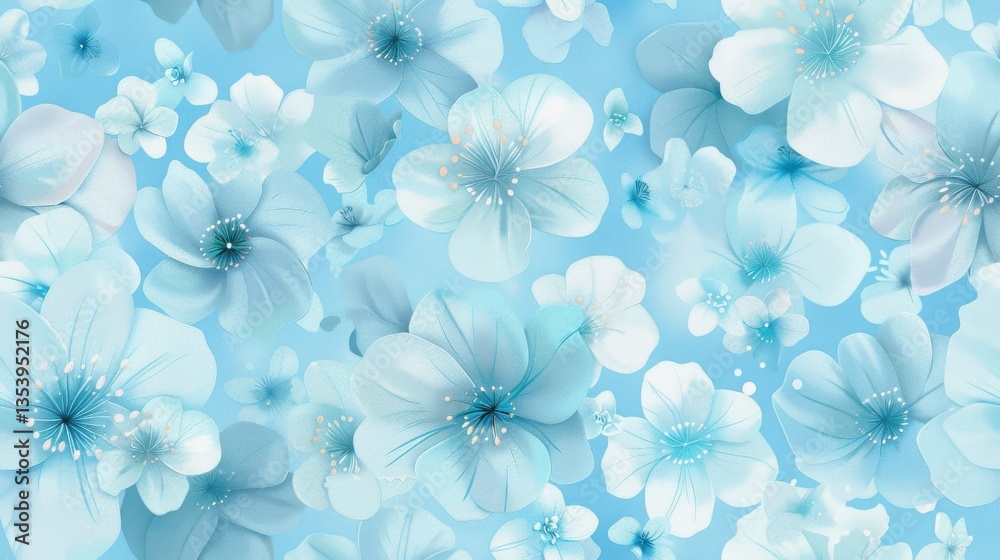 A seamless floral texture with soft abstract flowers on a cyan blue background.
A seamless floral texture with soft abstract flowers on a cyan blue background.