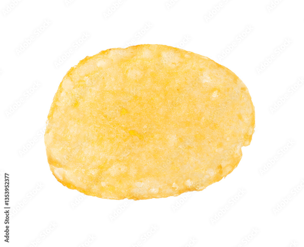 One tasty potato chip isolated on white One tasty potato chip isolated on white