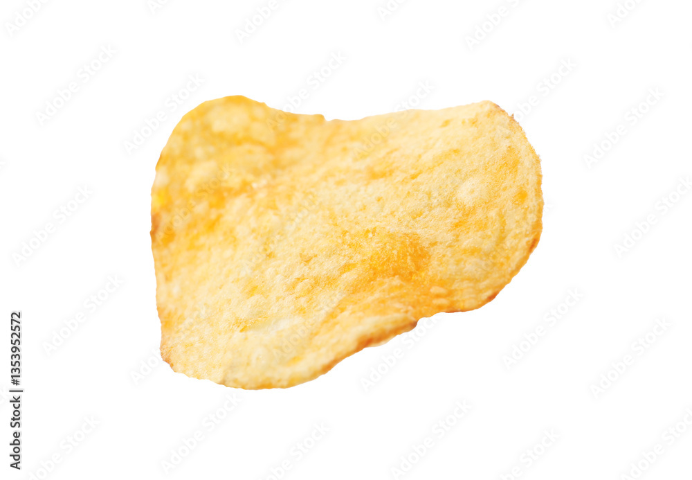 One tasty potato chip isolated on white One tasty potato chip isolated on white