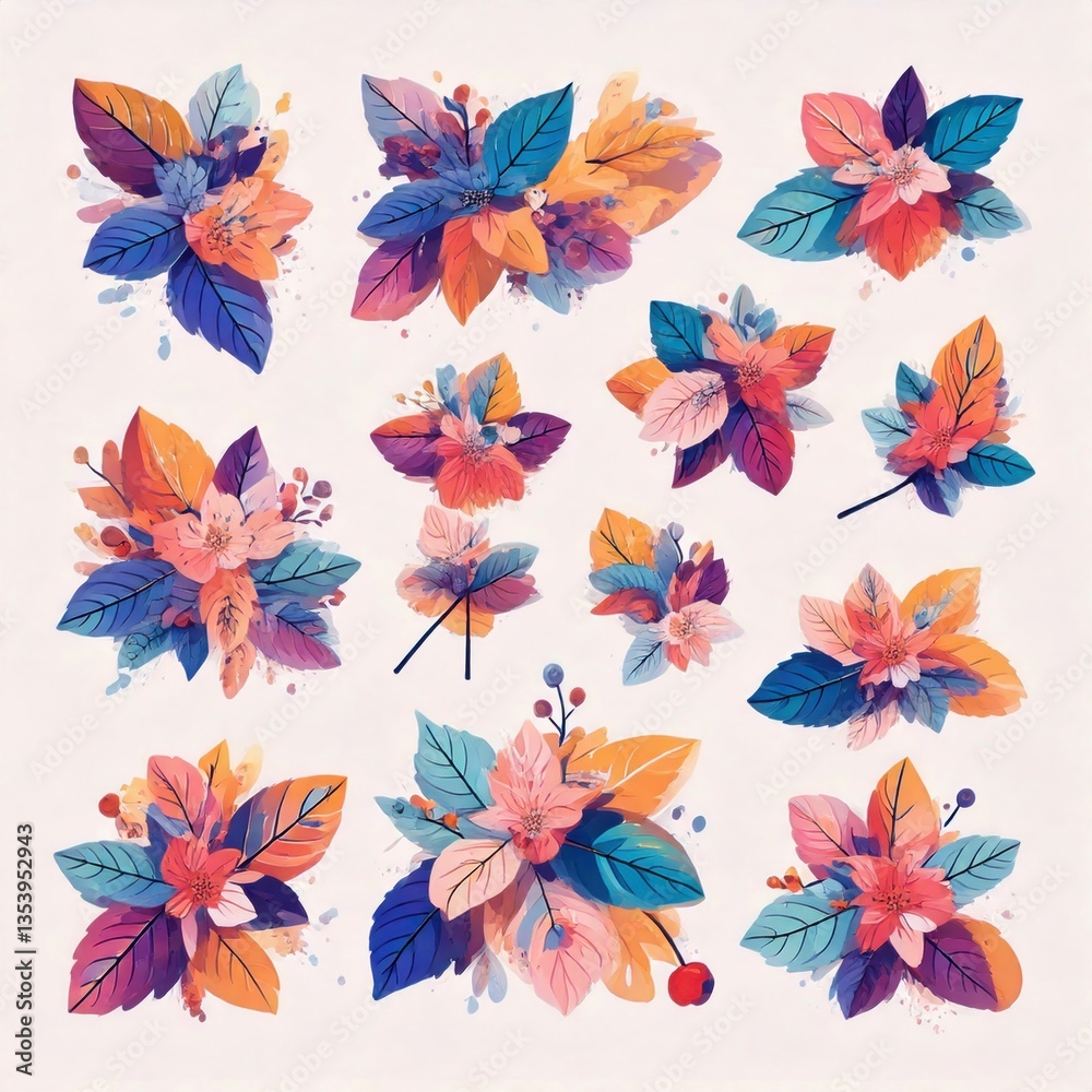 Fototapeta premium Spearmint A Stunning Watercolor-Inspired Collection of Colorful and Playful Illustrations