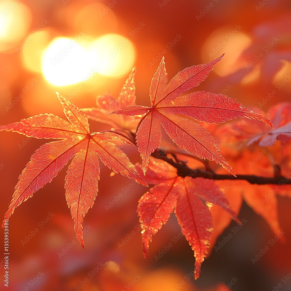 Brilliant autumn foliage illuminated by bright sunlight in nature Brilliant autumn foliage illuminated by bright sunlight in nature