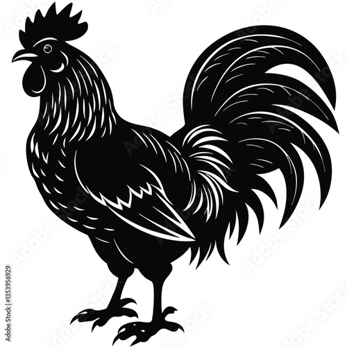 Chicken Silhouette Vector illustration White Background