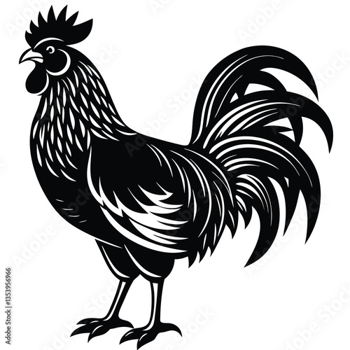 Chicken Silhouette Vector illustration White Background