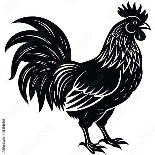 Chicken Silhouette Vector illustration White Background