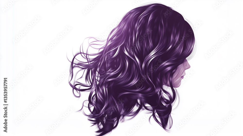 Hair Logo Creating Loose Beach Waves with a Curling Wand, Her Movements Precise and the Curls Forming Perfectly, Fully Isolated, White Background, Generated AI
