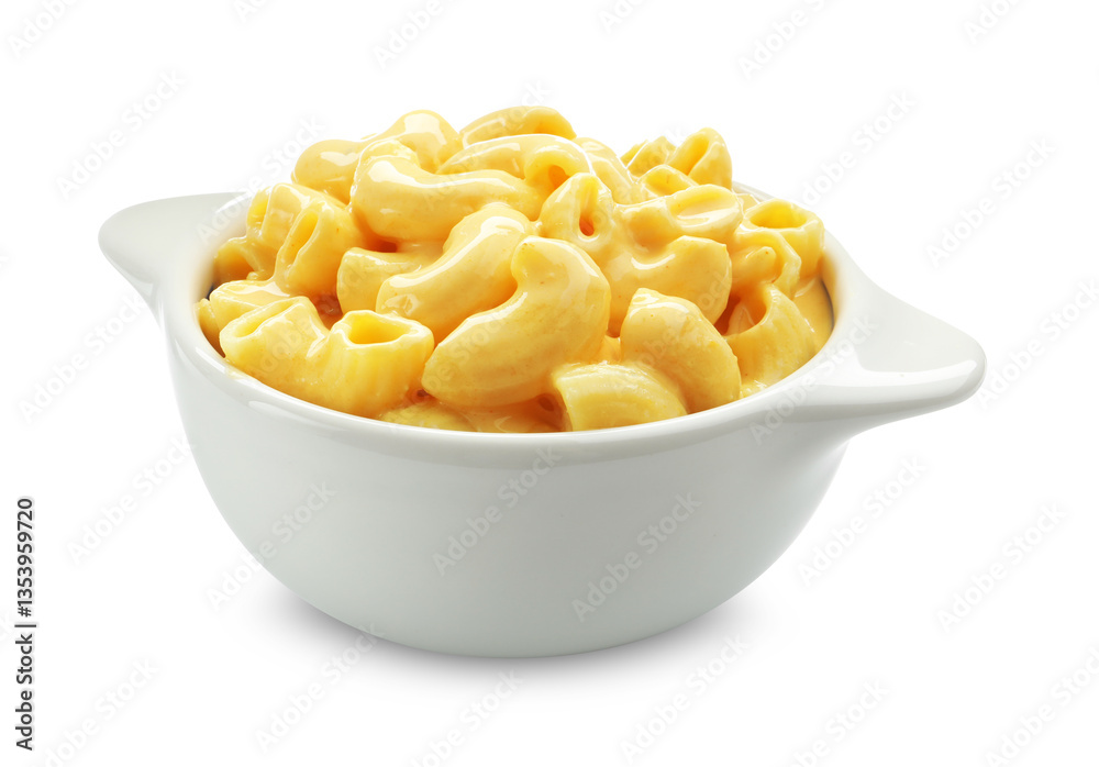 Delicious macaroni and cheese isolated on white Delicious macaroni and cheese isolated on white