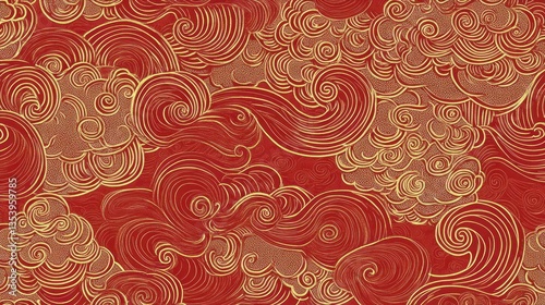 Red and gold swirling cloud pattern.