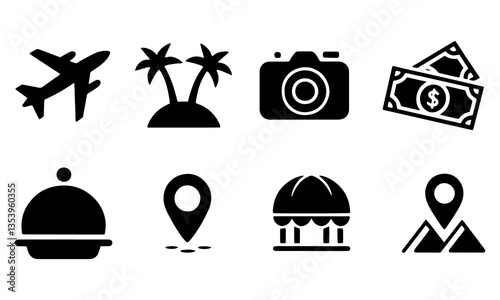Black Travel Icons - Vacation & Holiday Icon Set