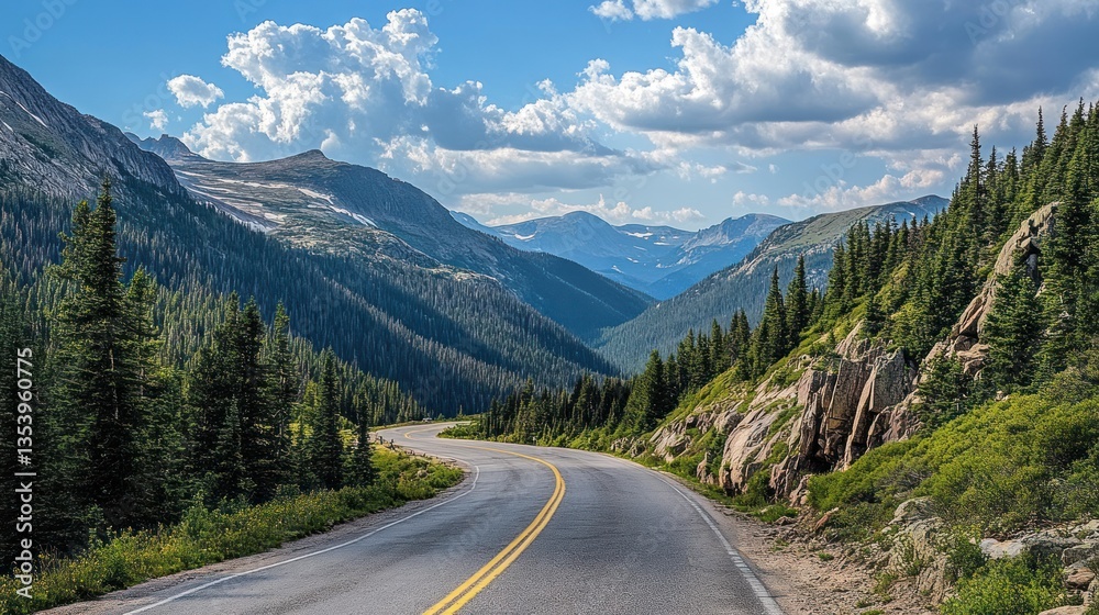 Fototapeta premium Spectacular road winds through the stunning Colorado mountain landscape