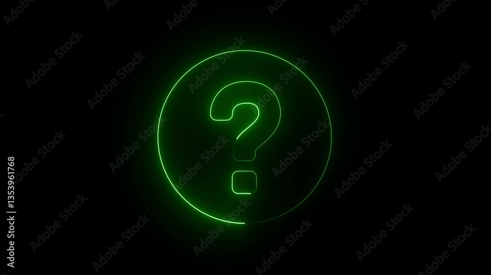 Question mark sign animation. Neon colored digital question mark ...