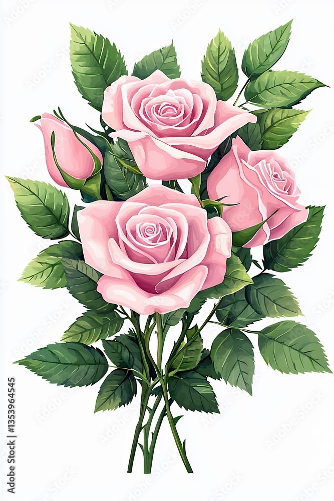 Naklejka premium Pale Pink Rose Bouquet Close Up
