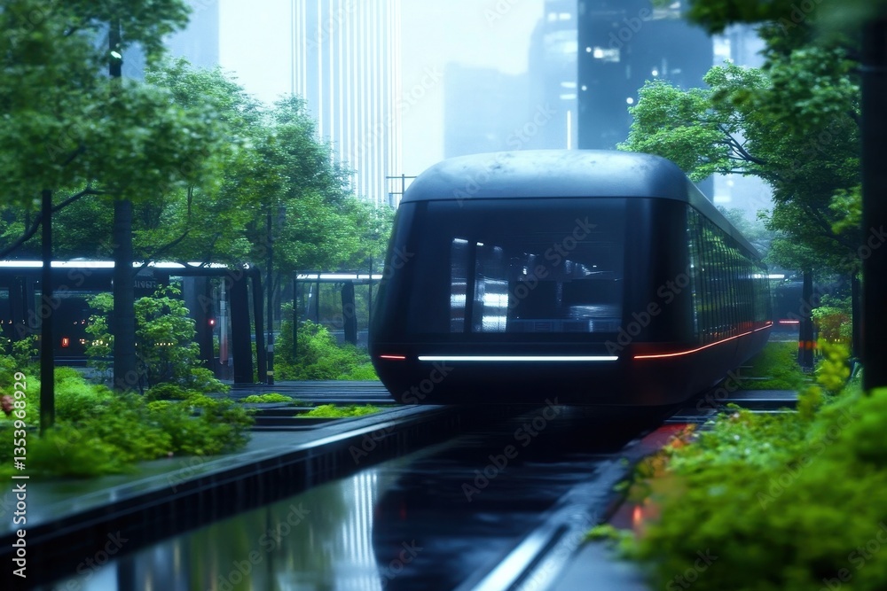 Obraz premium An immersive cityscape where vibrant lights meet modern architecture in a stunning urban panorama.