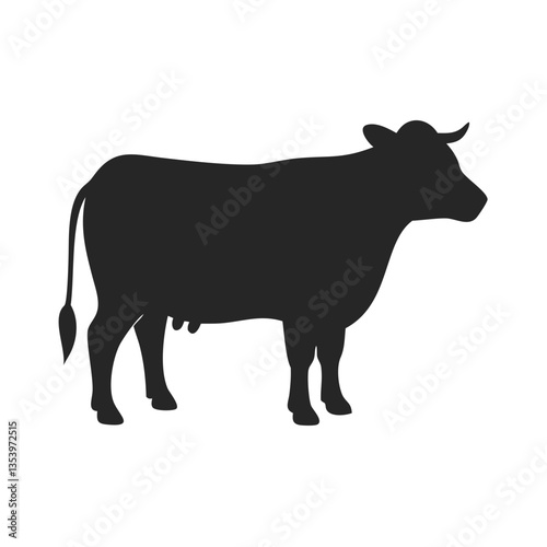 Cow Silhouette in Black