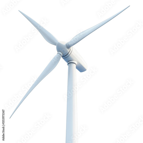 White wind turbine with transparent background. Clean energy concept. Design for banner, poster