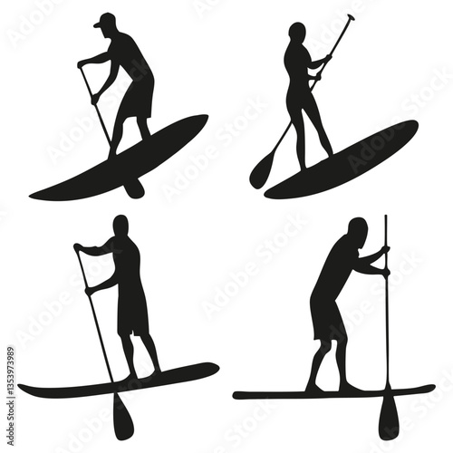 set of silhouettes of skiers