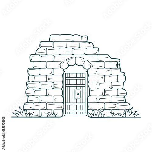 ancient jail stone made black color vector 