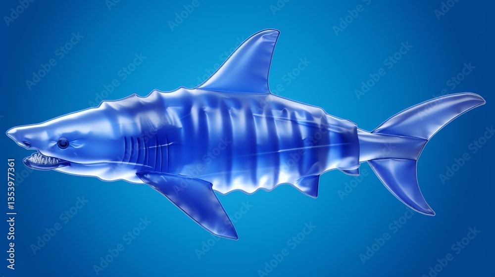 Obraz premium Blue Shark Swimming Underwater Realistic Rendered Marine Predator
