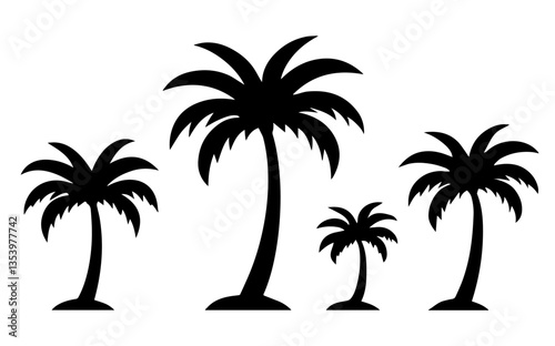 Wallpaper Mural palm trees silhouettes, coconut tree, palm tree set Torontodigital.ca