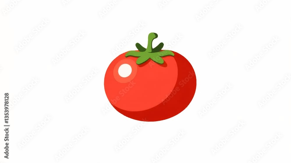 Animation 4k icon of cartoon tomato isolated on white background Animation 4k icon of cartoon tomato isolated on white background