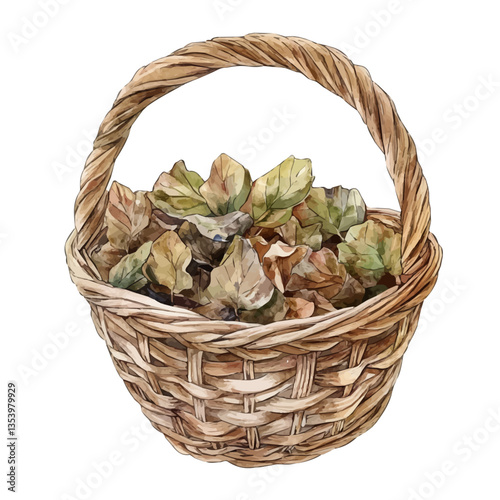 watercolor of Seagrape Basket, isolated on a white background.