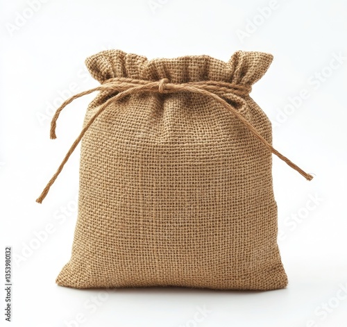 Simple, natural burlap drawstring bag