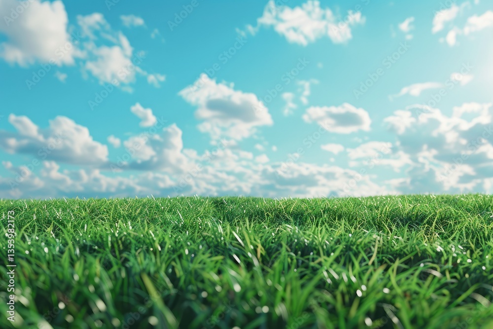 High Quality Picture of Green Grass Field Under Bright Blue Summer Sky High Quality Picture of Green Grass Field Under Bright Blue Summer Sky