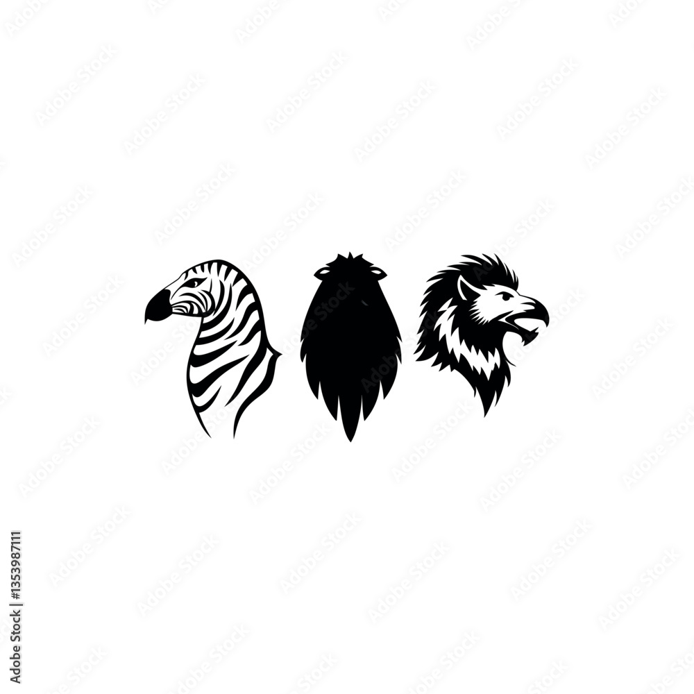 Fototapeta premium Black silhouette animal vector set