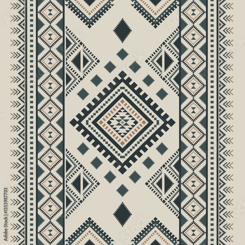 Ancient echoes Aztec geometric seamless patterns southwest Navajo Native American tribal ethnic colorful for textile printing	