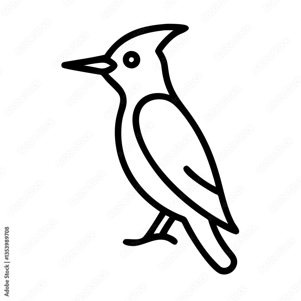 Fototapeta premium Line art illustration of a woodpecker bird 