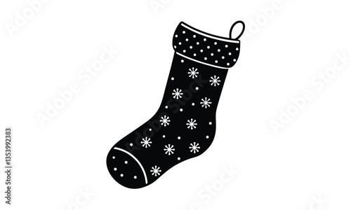 hristmas Stocking Silhouette on White