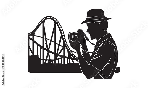 Photographer Rollercoaster Hat Camera Adventure