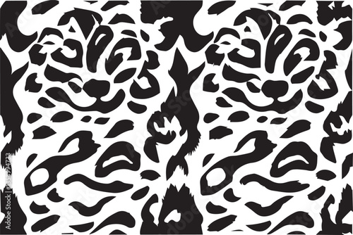 Seamless black and white tiger stripe pattern, ideal for fashion, textile, and decor.