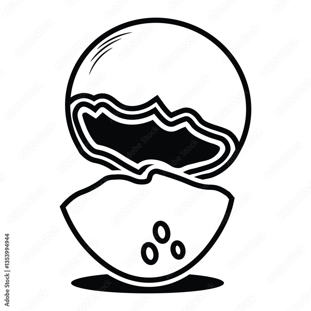 Coconut Fruit Line Art Illustration Icon Coconut Fruit Line Art Illustration Icon