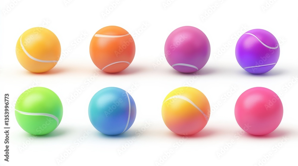 Colorful Tennis Balls on White Background Colorful Tennis Balls on White Background