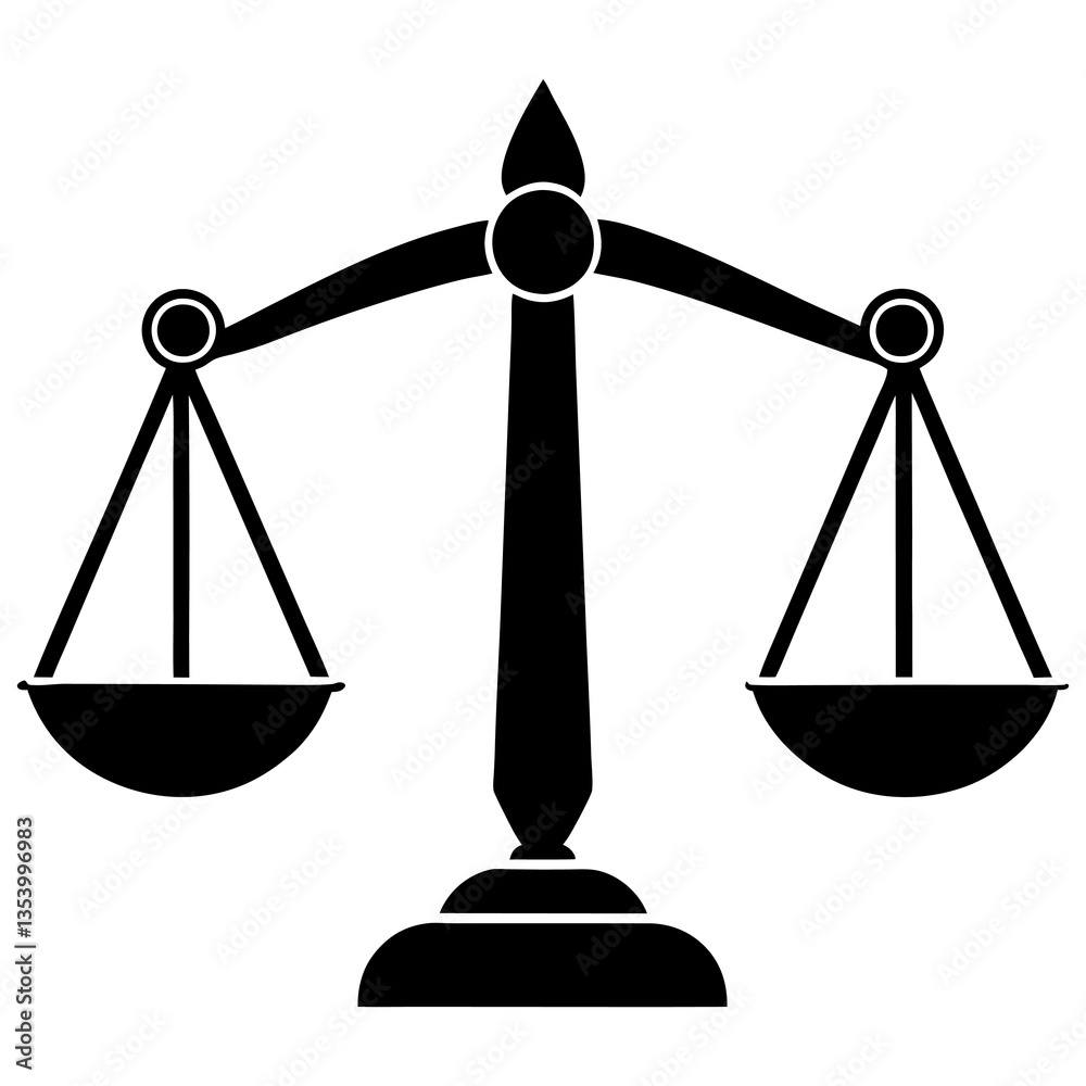 Black and White Justice Balance Icon Perfect for Legal Designs. Black and White Justice Balance Icon Perfect for Legal Designs.