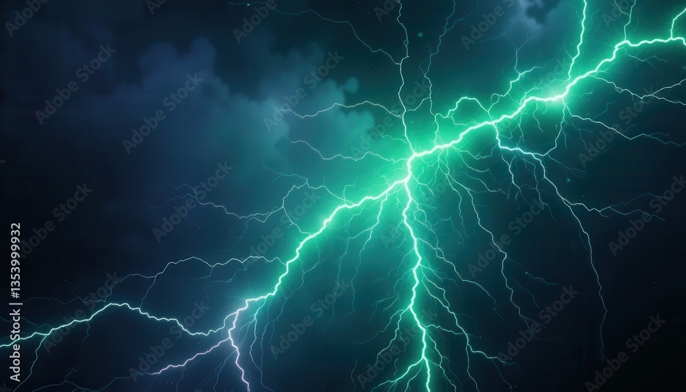 Obraz premium Stunning Green and Purple Electric Lightning Storm Dynamic Energy Arcs and Nature's Power