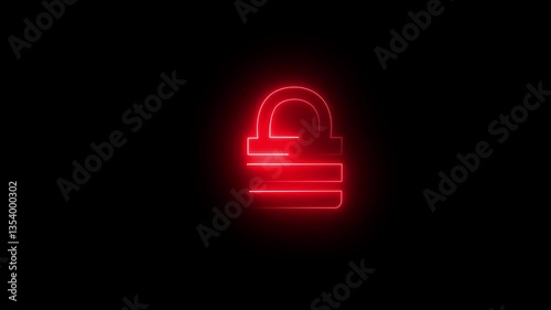  neon glowing lock icon animation security safety padlock secret privacy  digital encryption firewall futuristic, glowing  icon illustration black background.