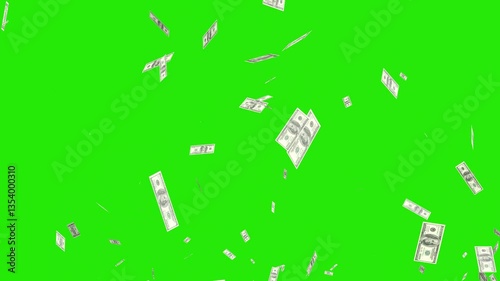 dollars bills falling down animation video on green screen chroma key, Raining money One hundred dollar, Falling Dollar money green screen, American Money Flying, United States dollars falling 
