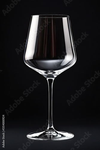 Elegant wine glass, clear crystal glass, showcasing a modern design
