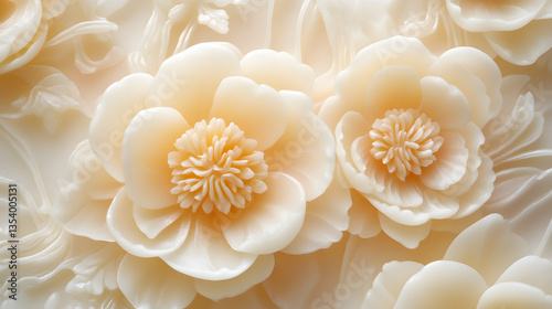 Beige three-dimensional floral background materials
