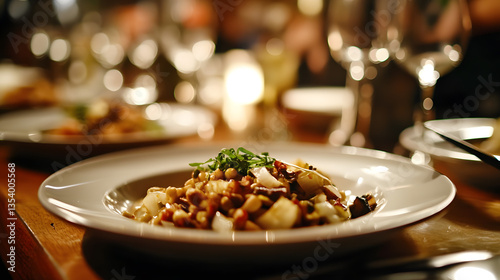Close - up of restaurant cuisine: Exquisitely presented dishes