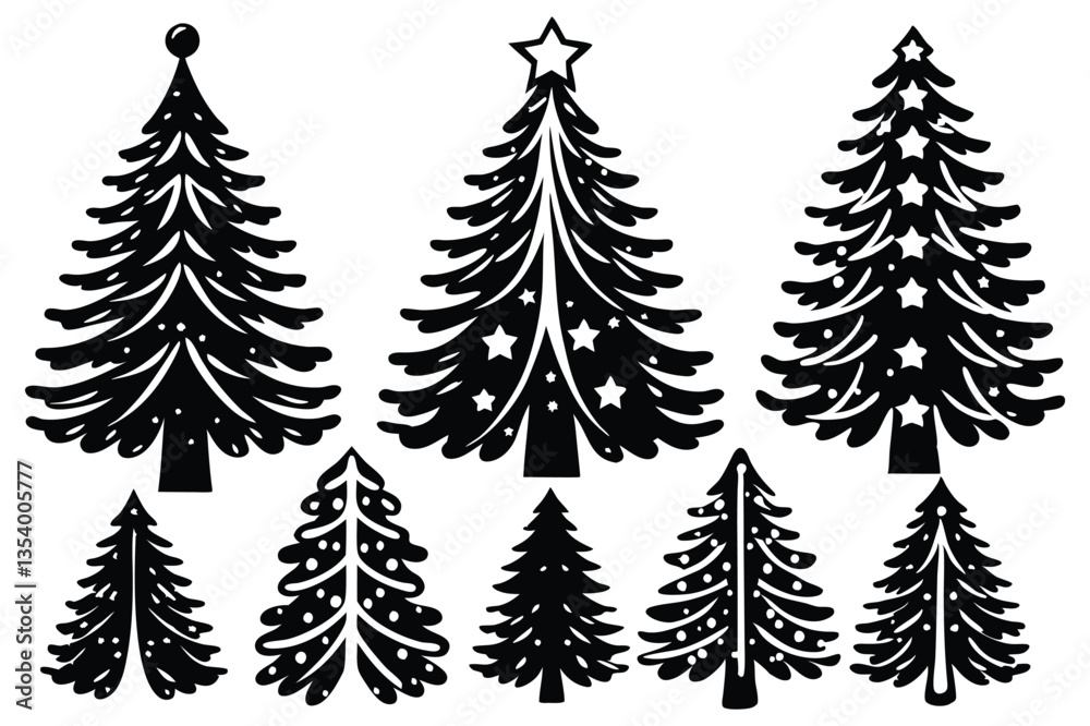 Obraz premium set of christmas trees vector on white background